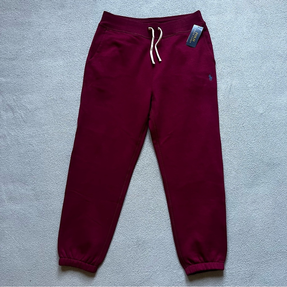 Polo Ralph Lauren Sweat Pants Mens Large Red Embroidered Pony Fleece Joggers